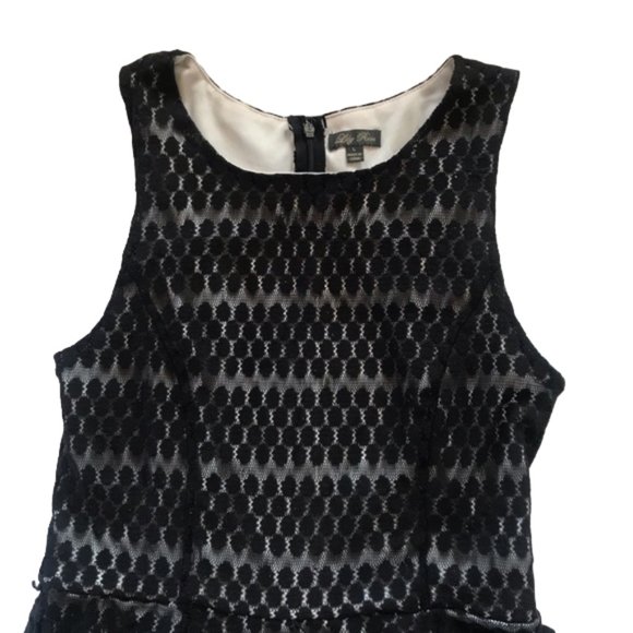 Lily Rose Women's Mini Dress Scoop Neck Sleeveless Black Lace Fit & Flare Size L - Picture 6 of 11
